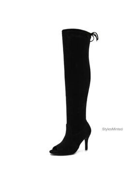 Sexy Suede Thigh High Boots Women Stiletto Heel Lace Up Over Knee Long Boots